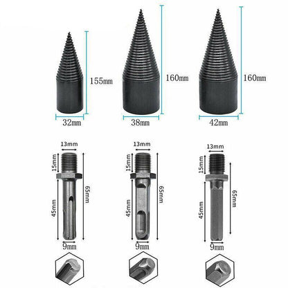 32-42mm High Speed Twist Firewood Drill Bit Wood Splitting Splitter Cone Driver - 38MM V528-FIREWOODDRILL-38MM-783546