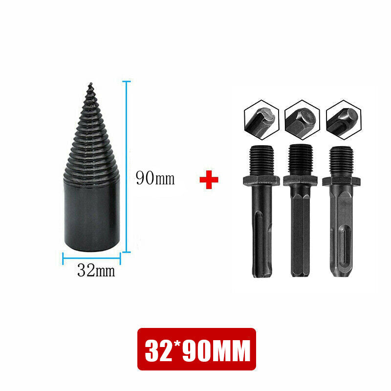32-42mm High Speed Twist Firewood Drill Bit Wood Splitting Splitter Cone Driver - 38MM