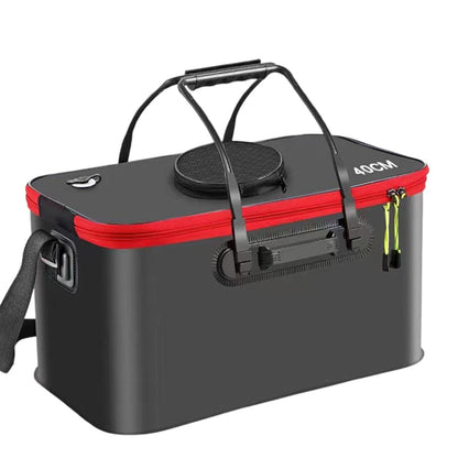 Portable Folding EVA Fishing Bucket Multi Use Live Fish Container with Strap - Black-45cm V528-FISH-BUCKET-BLACK-45-885061