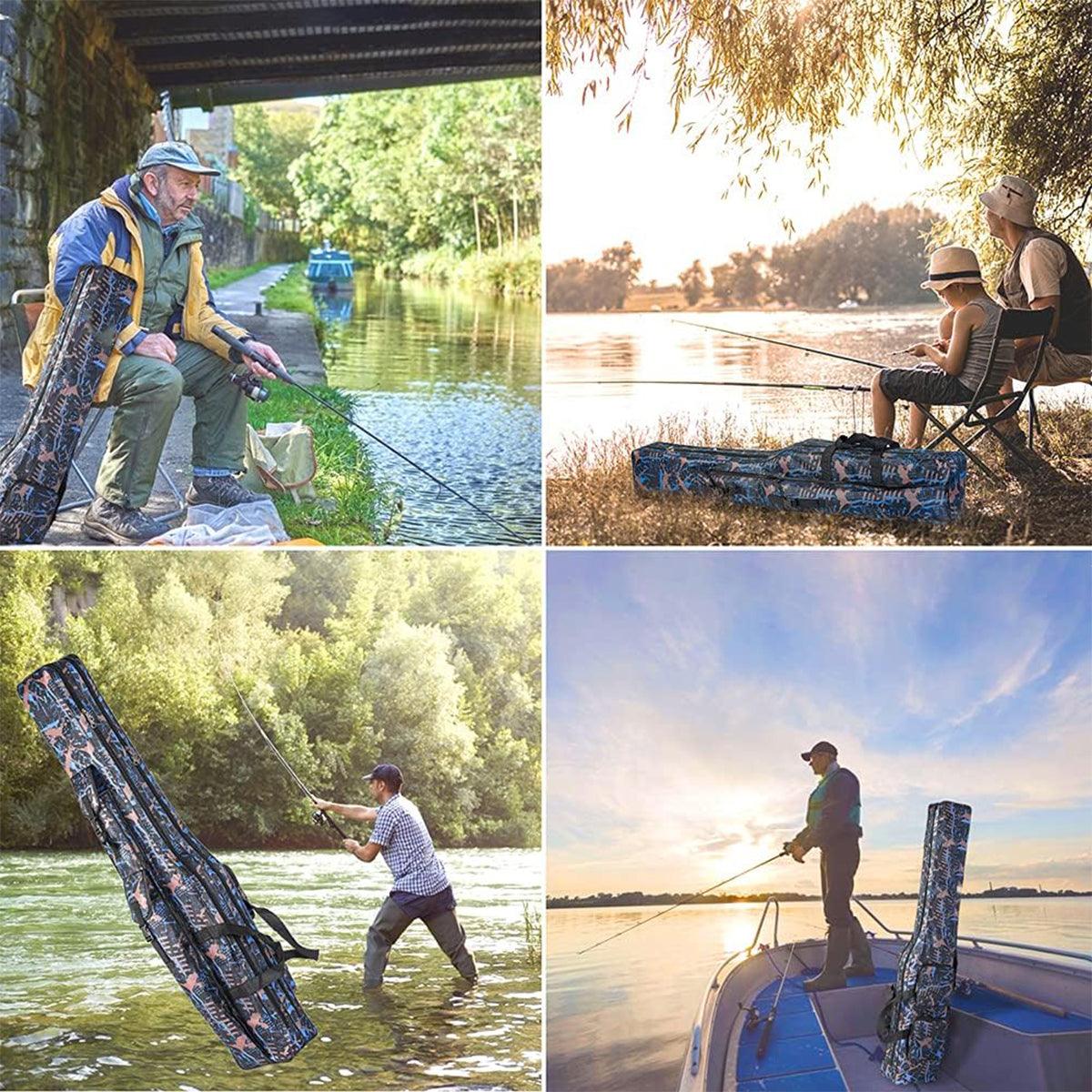 130cm Big Belly Fishing Tackle Bag Rod Storage Carry Case Outdoor Fishing Bag - Deep blue camouflage V528-FISH-GEAR-BAG-BLUECP-797989