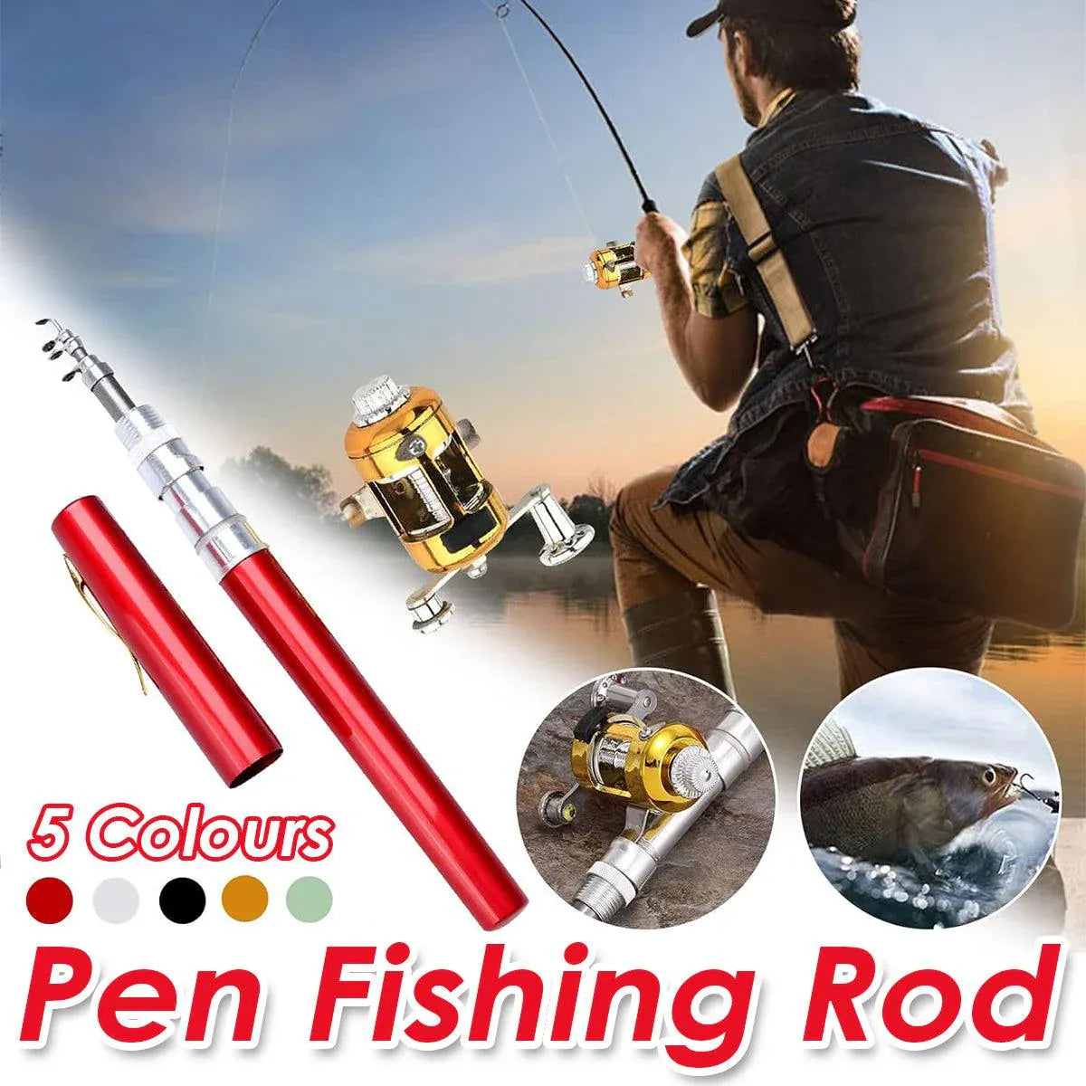 Mini Pen Fishing Rod Pocket Size Portable Telescopic Travel Fishing Pole Tool - Silver V528-FISH-ROD-PEN-SIL-400412