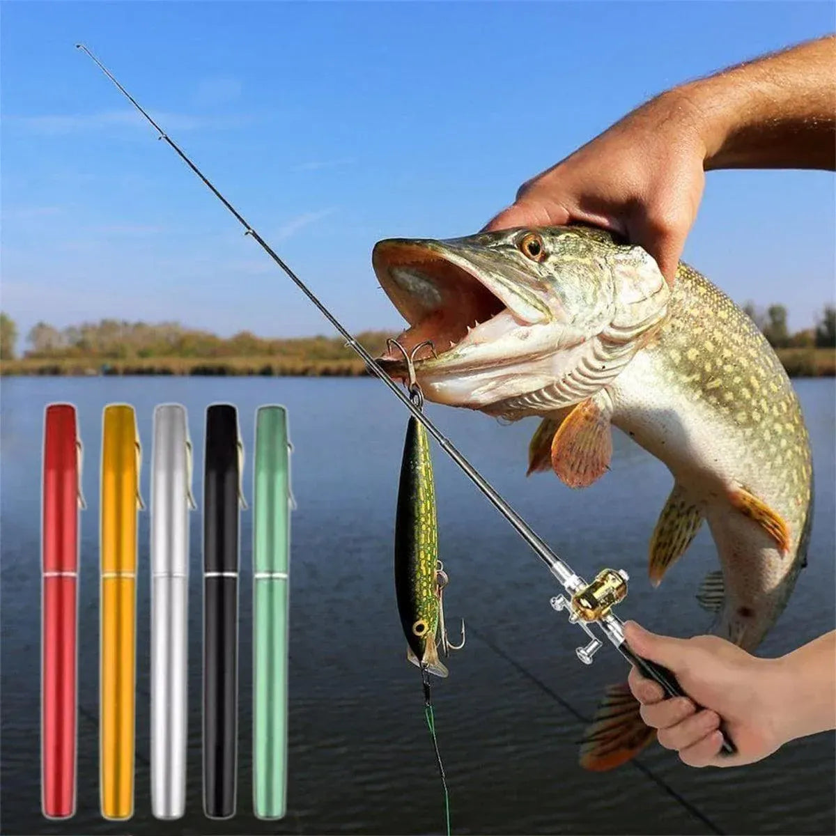 Mini Pen Fishing Rod Pocket Size Portable Telescopic Travel Fishing Pole Tool - Silver V528-FISH-ROD-PEN-SIL-400412