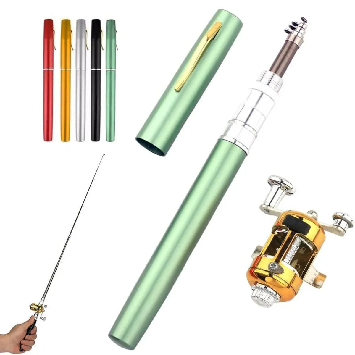Mini Pen Fishing Rod Pocket Size Portable Telescopic Travel Fishing Pole Tool - Silver V528-FISH-ROD-PEN-SIL-400412