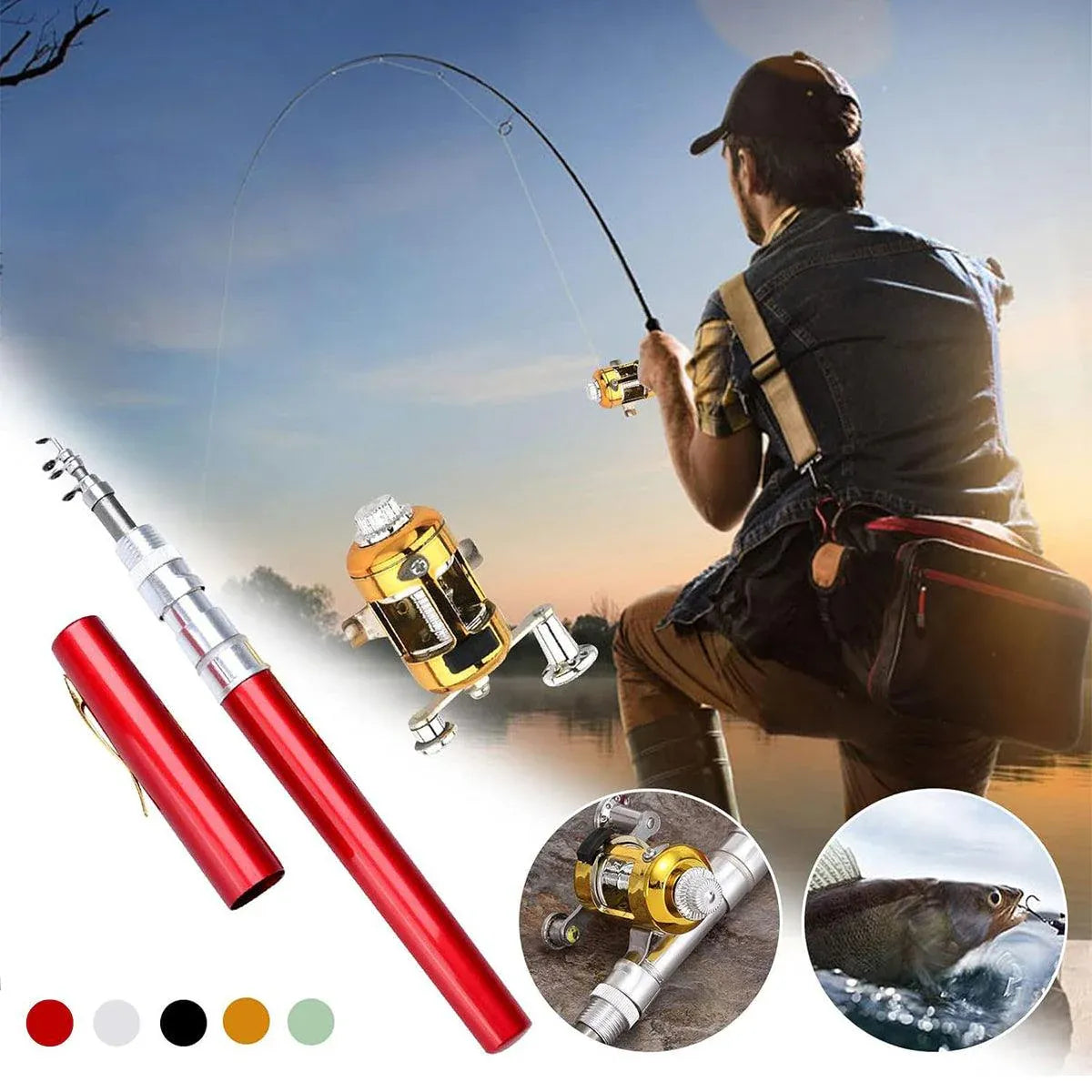 Mini Pen Fishing Rod Pocket Size Portable Telescopic Travel Fishing Pole Tool - Silver V528-FISH-ROD-PEN-SIL-400412