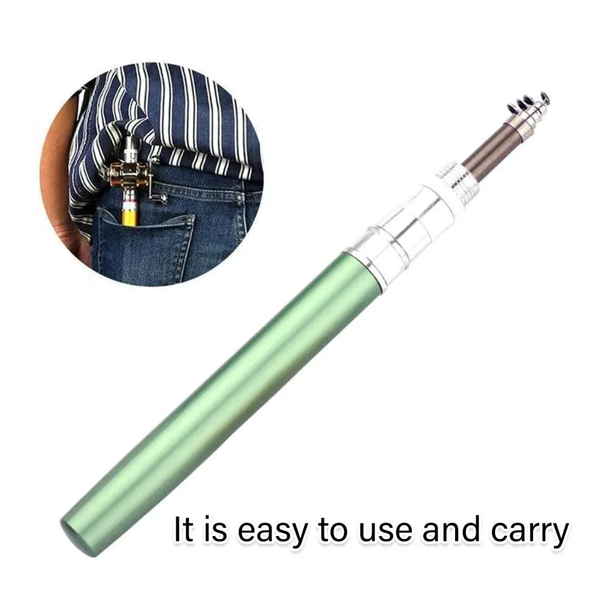 Mini Pen Fishing Rod Pocket Size Portable Telescopic Travel Fishing Pole Tool - Silver V528-FISH-ROD-PEN-SIL-400412