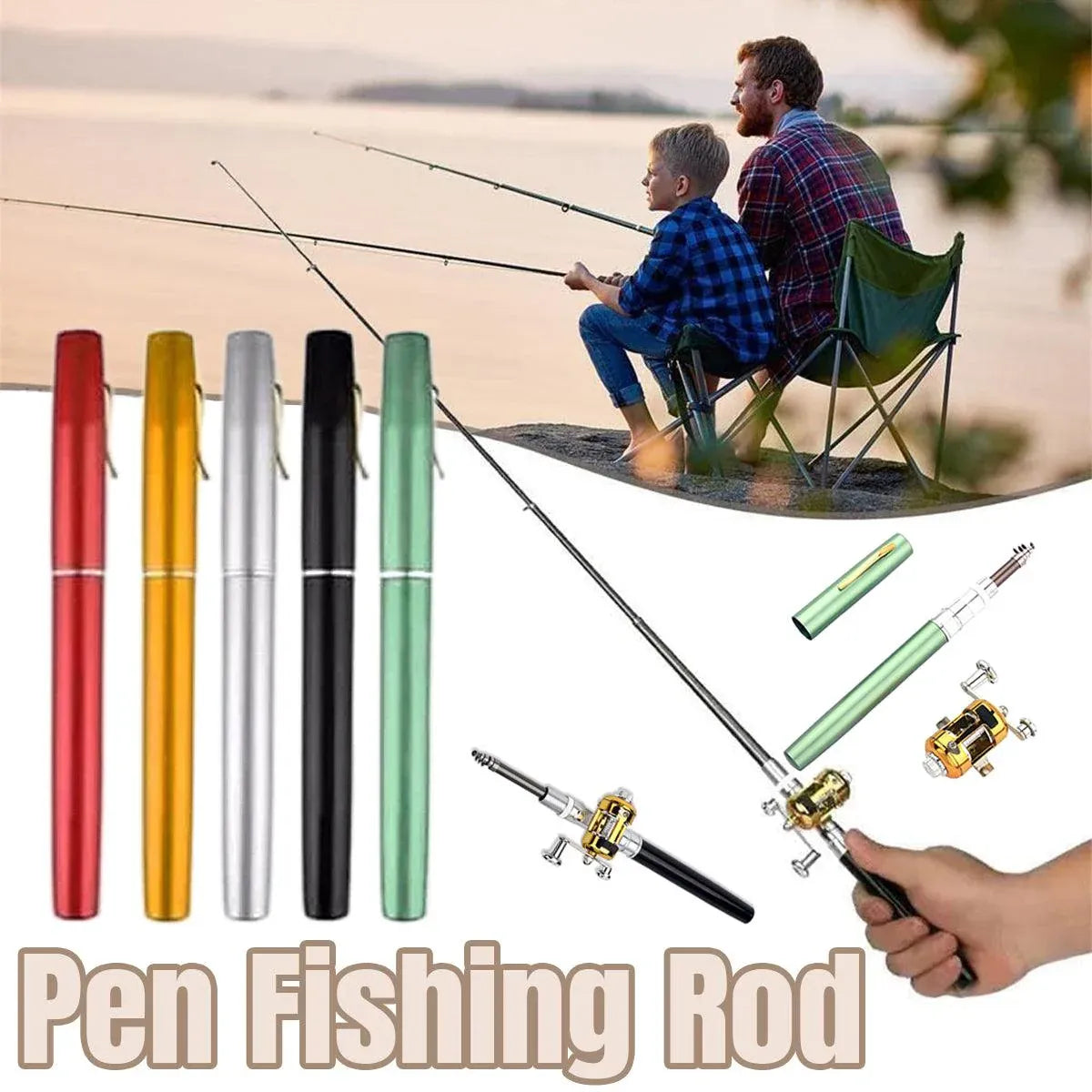 Mini Pen Fishing Rod Pocket Size Portable Telescopic Travel Fishing Pole Tool - Silver V528-FISH-ROD-PEN-SIL-400412