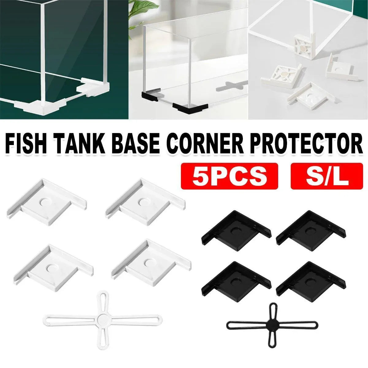 5pcs Plastic Fish Tank Base Bracket Corner Guard Stand Holder for Aquarium Tanks - White-S V528-FISH-TANK-BASE-WHITE-S-670834