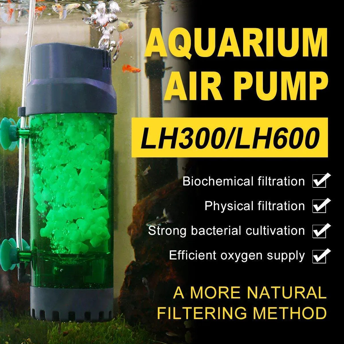 Fluidiz Bed Aquarium Fish Tank Internal Filter Oxygenation Pump for Clear Water - LH300 V528-FISH-TANK-FILTER-LH300-831531