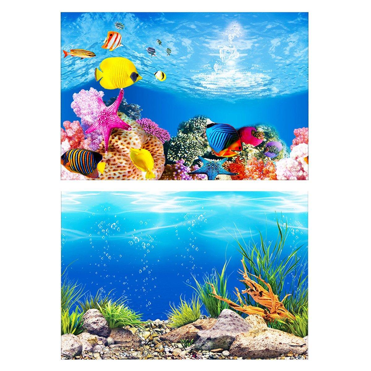 Aquarium Background Fish Tank Wallpaper Double Sided Decoration Sticker Paper - H-50cmx82cm V528-FISH-TANK-STICKER-H-50-82-498755