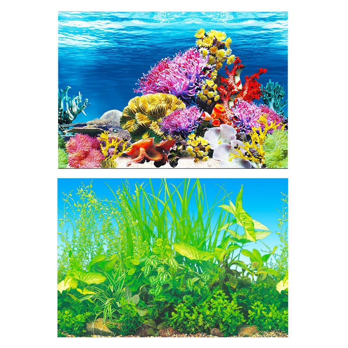 Aquarium Background Fish Tank Wallpaper Double Sided Decoration Sticker Paper - H-50cmx82cm V528-FISH-TANK-STICKER-H-50-82-498755