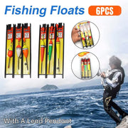 6Pcs Fishing Floats Set Fishing Bobber Hook Kits Straight Column Water Drop Type V528-FISHHOOK-6PCS-999685