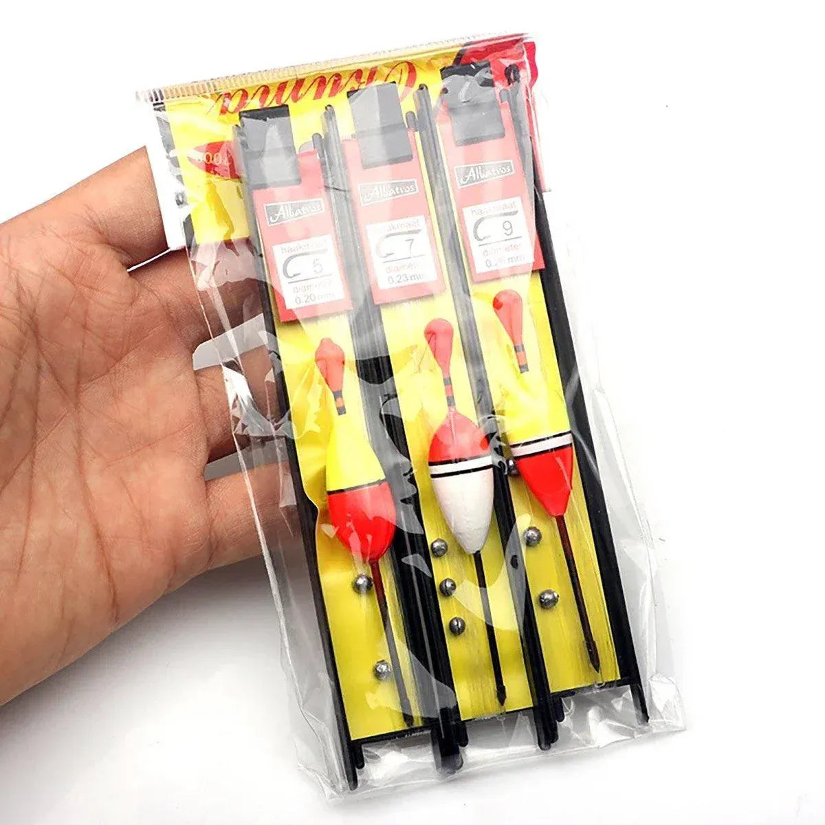 6Pcs Fishing Floats Set Fishing Bobber Hook Kits Straight Column Water Drop Type V528-FISHHOOK-6PCS-999685