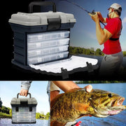 Removable 4 Tray Heavy Duty Fishing Tackle Box Storage Organizer for Tackle V528-FISHING-BOX-FOUR-LEVELS-531096