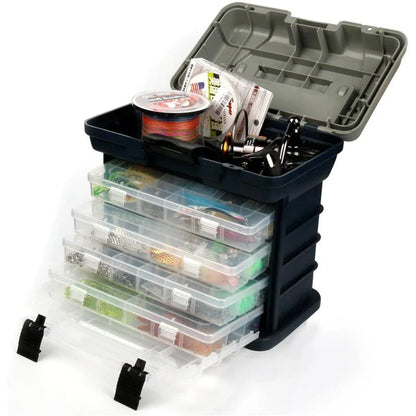 Removable 4 Tray Heavy Duty Fishing Tackle Box Storage Organizer for Tackle V528-FISHING-BOX-FOUR-LEVELS-531096