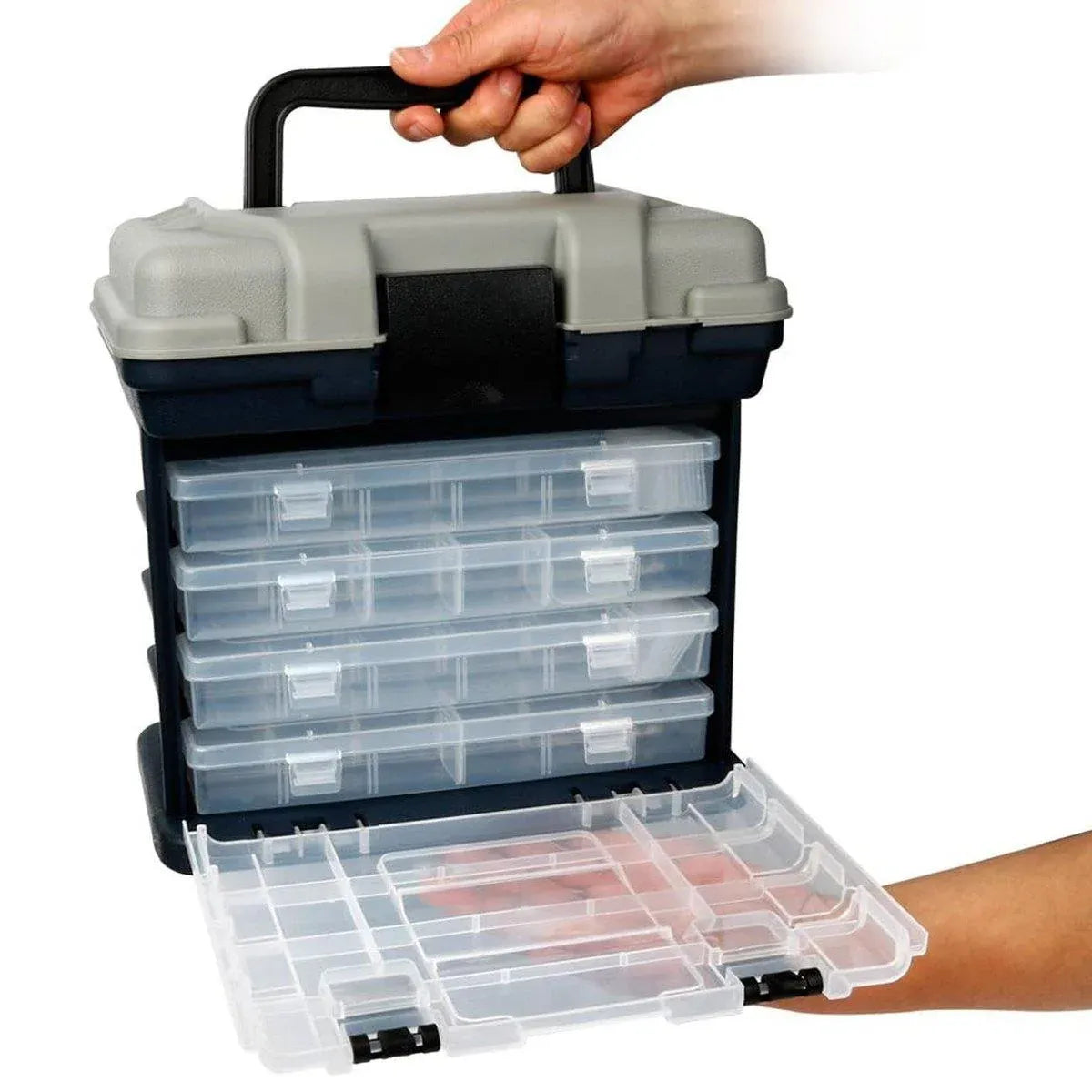 Removable 4 Tray Heavy Duty Fishing Tackle Box Storage Organizer for Tackle V528-FISHING-BOX-FOUR-LEVELS-531096