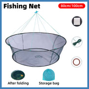 Open Folding Fishing Net Round Fishnet Portable Fish Pocket for Outdoor Angling - 80cm V528-FISHING-NET-80-703646