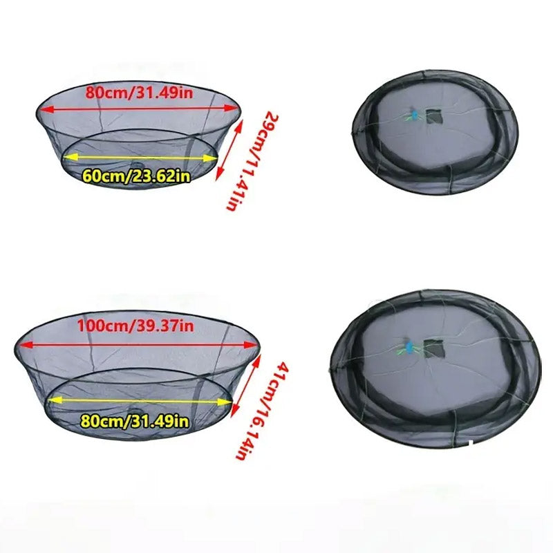 Open Folding Fishing Net Round Fishnet Portable Fish Pocket for Outdoor Angling - 80cm V528-FISHING-NET-80-703646