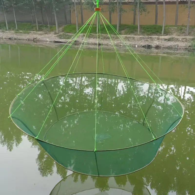 Open Folding Fishing Net Round Fishnet Portable Fish Pocket for Outdoor Angling - 80cm V528-FISHING-NET-80-703646