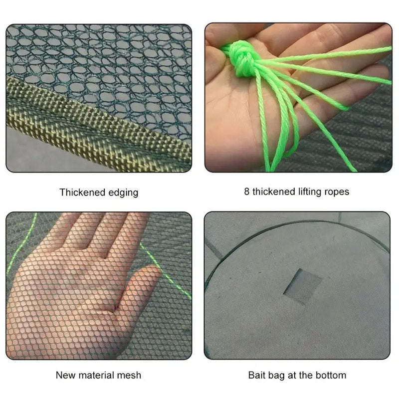 Open Folding Fishing Net Round Fishnet Portable Fish Pocket for Outdoor Angling - 80cm V528-FISHING-NET-80-703646