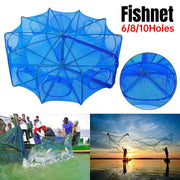 6/8/10 Holes Fishing Net Small Foldable Square Folding Shrimp Eel Lobster Trap - 6Holes V528-FISHING-NET-BLUE-6-885487