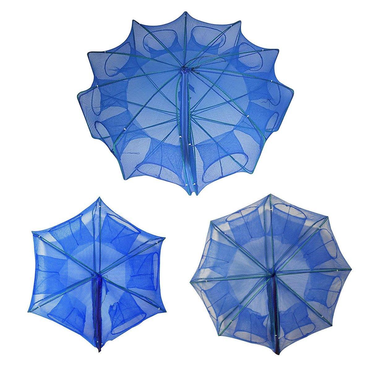 6/8/10 Holes Fishing Net Small Foldable Square Folding Shrimp Eel Lobster Trap - 6Holes V528-FISHING-NET-BLUE-6-885487