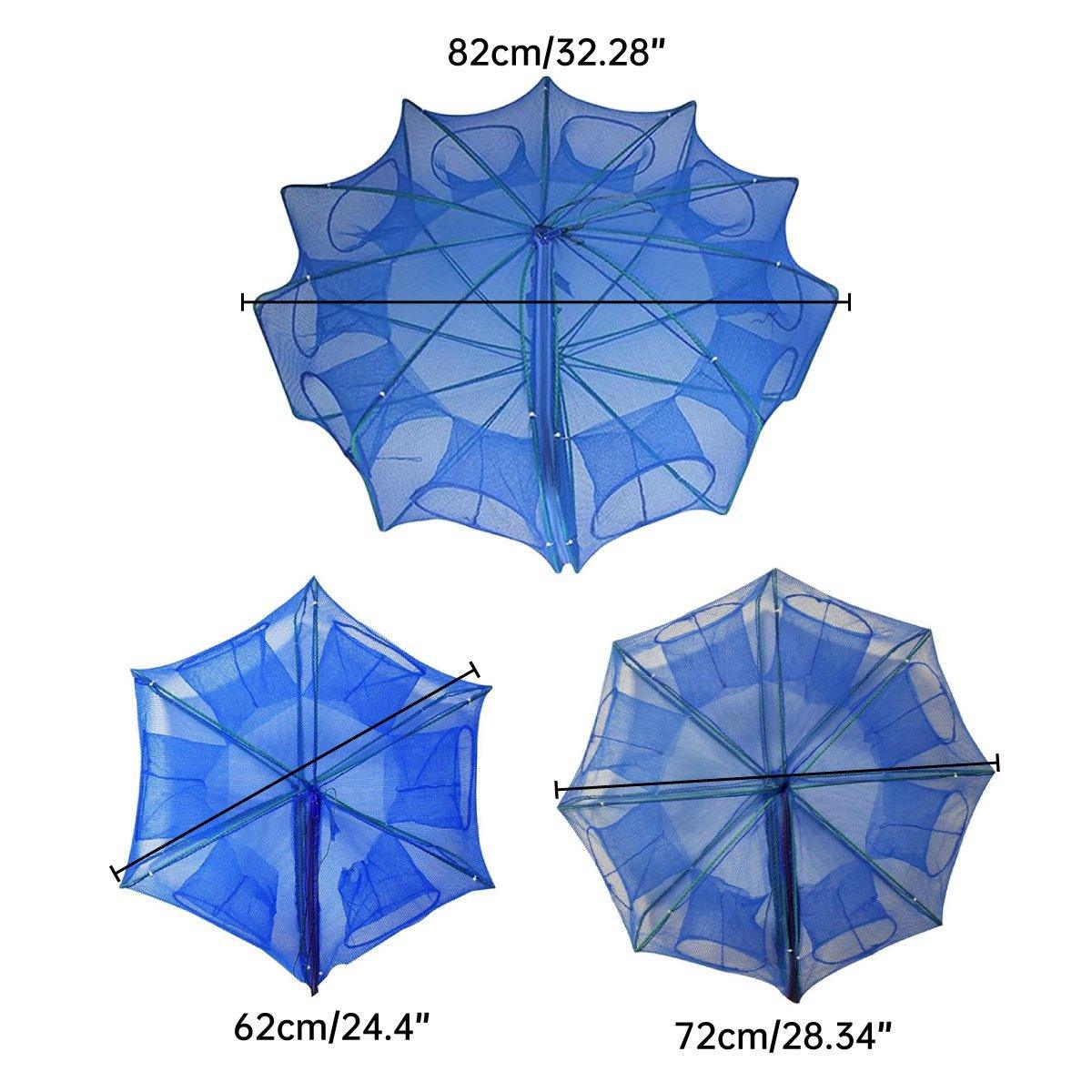 6/8/10 Holes Fishing Net Small Foldable Square Folding Shrimp Eel Lobster Trap - 6Holes V528-FISHING-NET-BLUE-6-885487