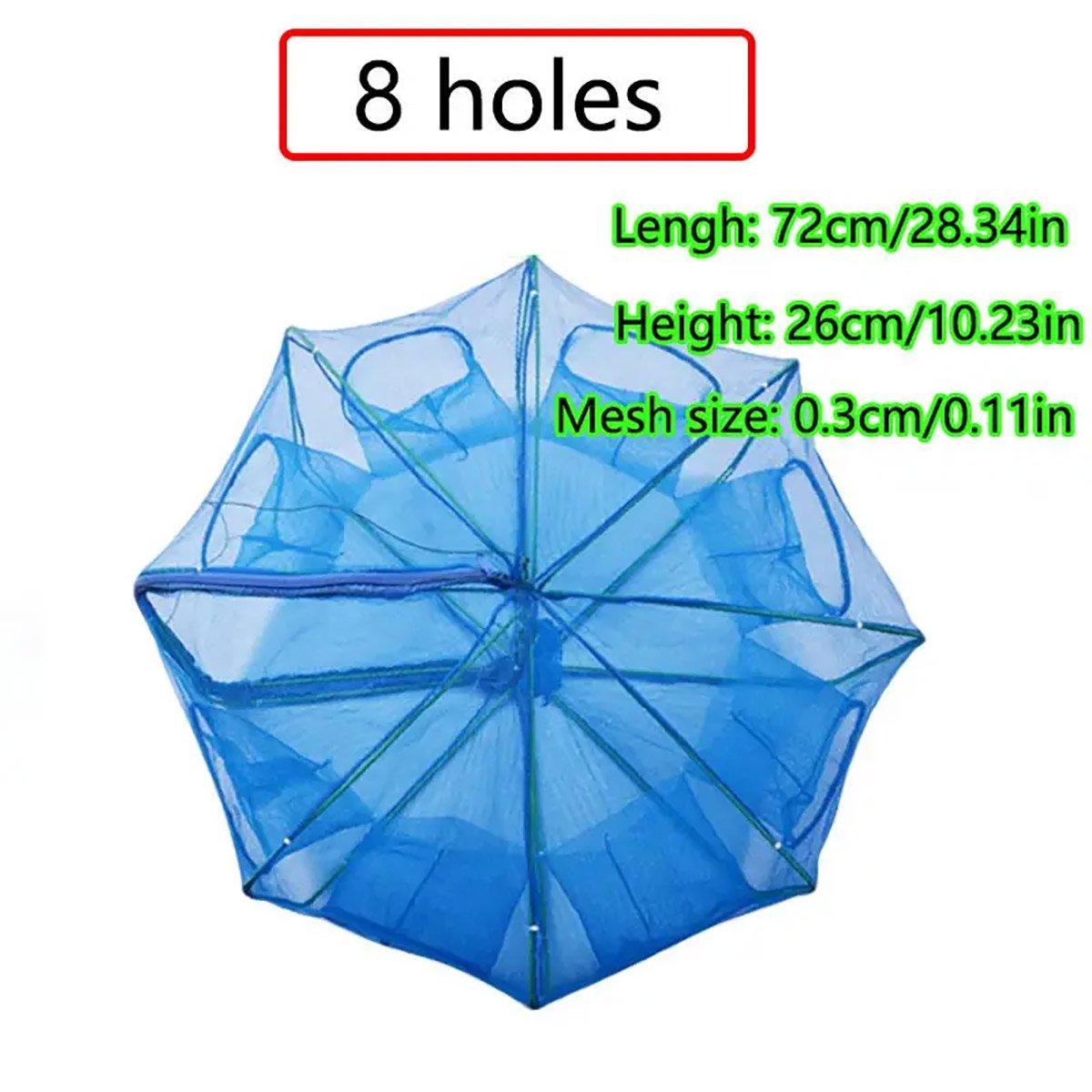 6/8/10 Holes Fishing Net Small Foldable Square Folding Shrimp Eel Lobster Trap - 6Holes V528-FISHING-NET-BLUE-6-885487