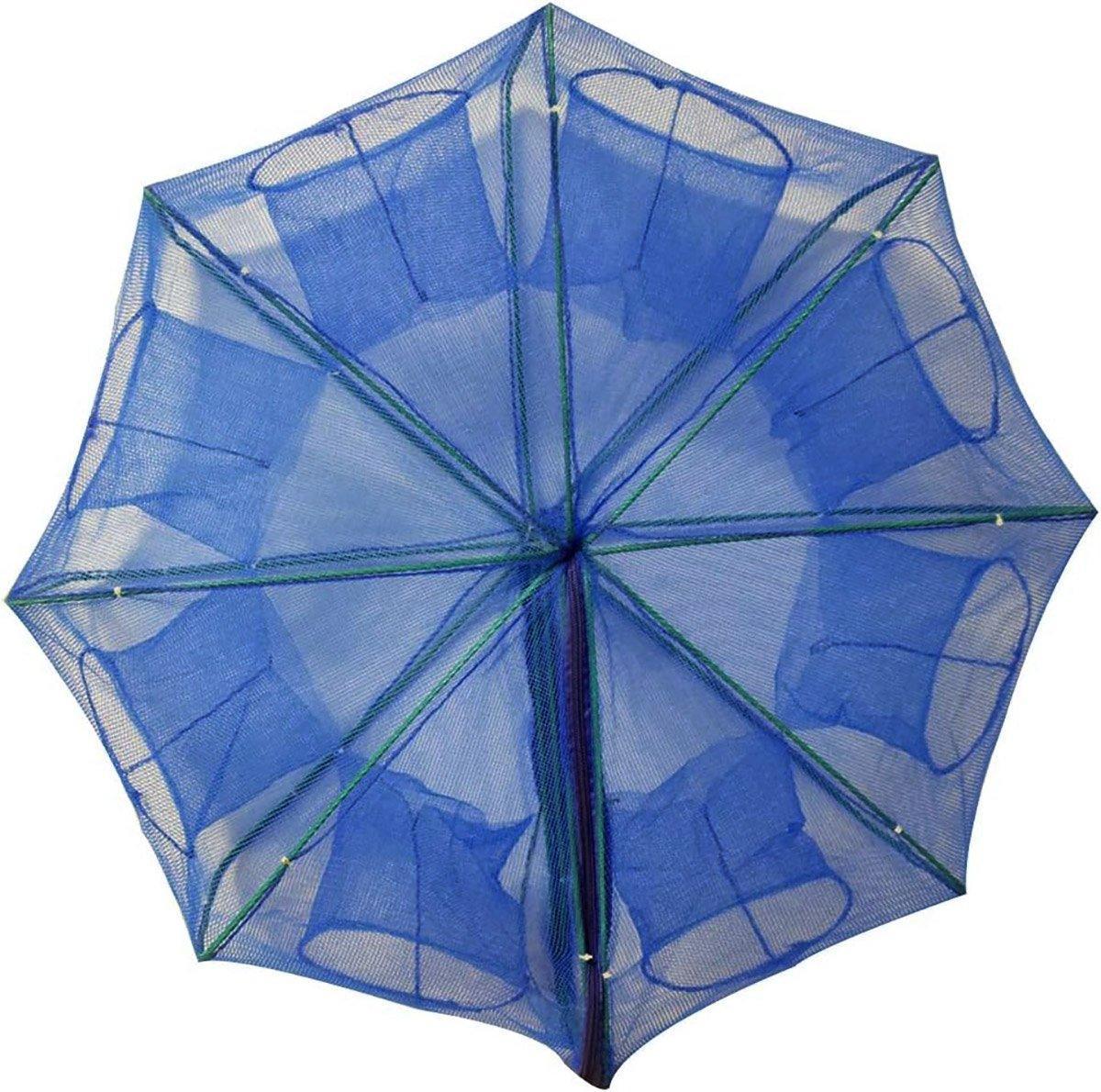 6/8/10 Holes Fishing Net Small Foldable Square Folding Shrimp Eel Lobster Trap - 8Holes V528-FISHING-NET-BLUE-8-197508