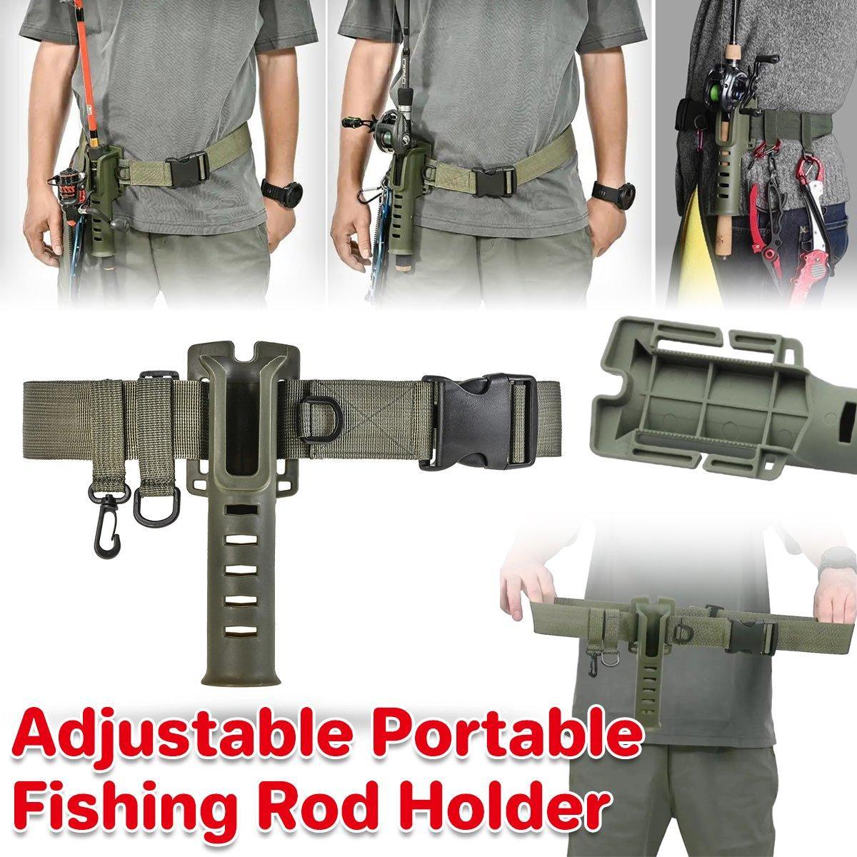 Adjustable Fishing Rod Holder Belt Portable Waist Strap Fishing Gear Rod Storage V528-FISHING-ROD-BELT-ARMY-GREEN-257142