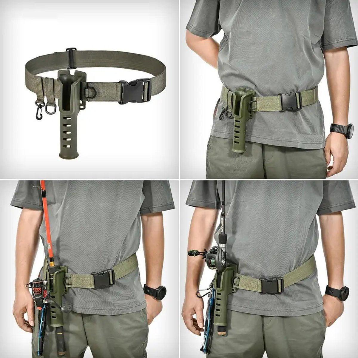 Adjustable Fishing Rod Holder Belt Portable Waist Strap Fishing Gear Rod Storage V528-FISHING-ROD-BELT-ARMY-GREEN-257142