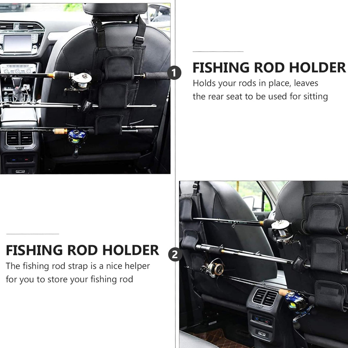 1 Pair Car Fishing Rod Holder Rear Seat Storage Rack Strap Belt Gear Organizer V528-FISHING-ROD-RACK-2PCS-821888