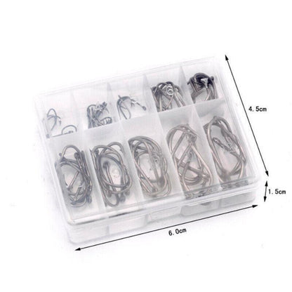 Fishing Hooks Octopus Style 100pcs Chemically Sharpened Assorted Sizes 3-12 - Black V528-FISHINGHOOK-BLACK-488674