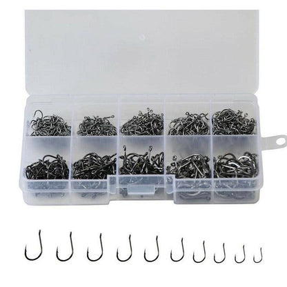 Fishing Hooks Octopus Style 100pcs Chemically Sharpened Assorted Sizes 3-12 - Black V528-FISHINGHOOK-BLACK-488674
