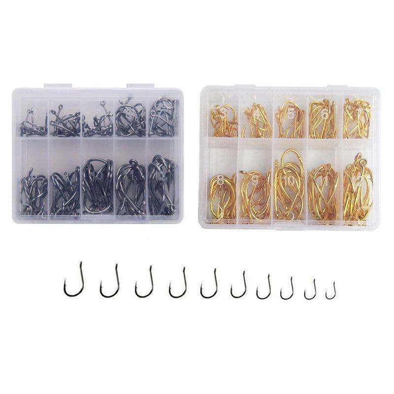 Fishing Hooks Octopus Style 100pcs Chemically Sharpened Assorted Sizes 3-12 - Gold V528-FISHINGHOOK-GLOD-478171