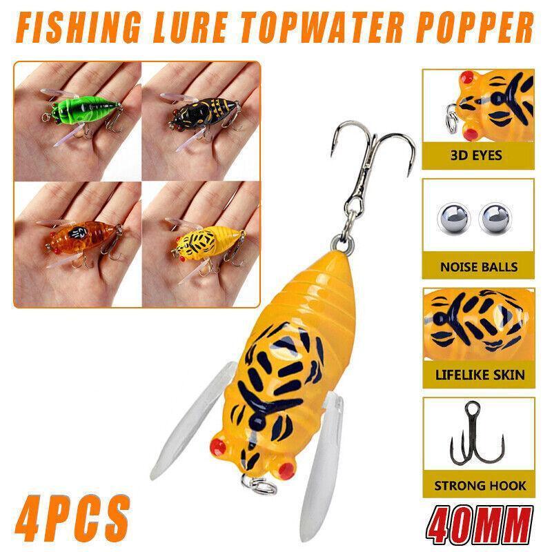 4X Winged Cicada 40mm Fishing Lure Topwater Popper Freshwater Bream Bass Bream V528-FISHINGLURE-4PCS-462069