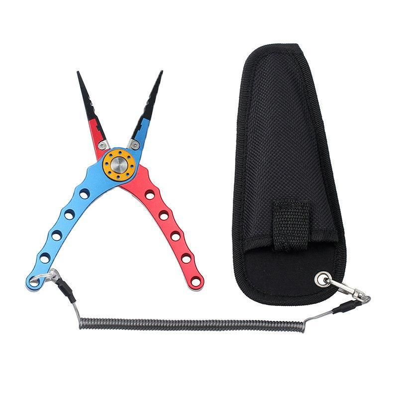 Aluminium Fishing Pliers Hook Remover Line Cutter Braid Mono Split Ring Fish Grip - Blue+Red V528-FISHINGPLIER-BLUERED-224882