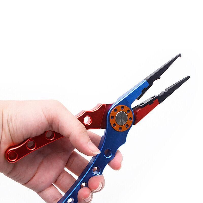 Aluminium Fishing Pliers Hook Remover Line Cutter Braid Mono Split Ring Fish Grip - Blue+Silver V528-FISHINGPLIER-BLUESILVER-488950