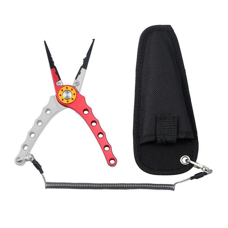 Aluminium Fishing Pliers Hook Remover Line Cutter Braid Mono Split Ring Fish Grip - Red+Silver V528-FISHINGPLIER-REDSILVER-142355