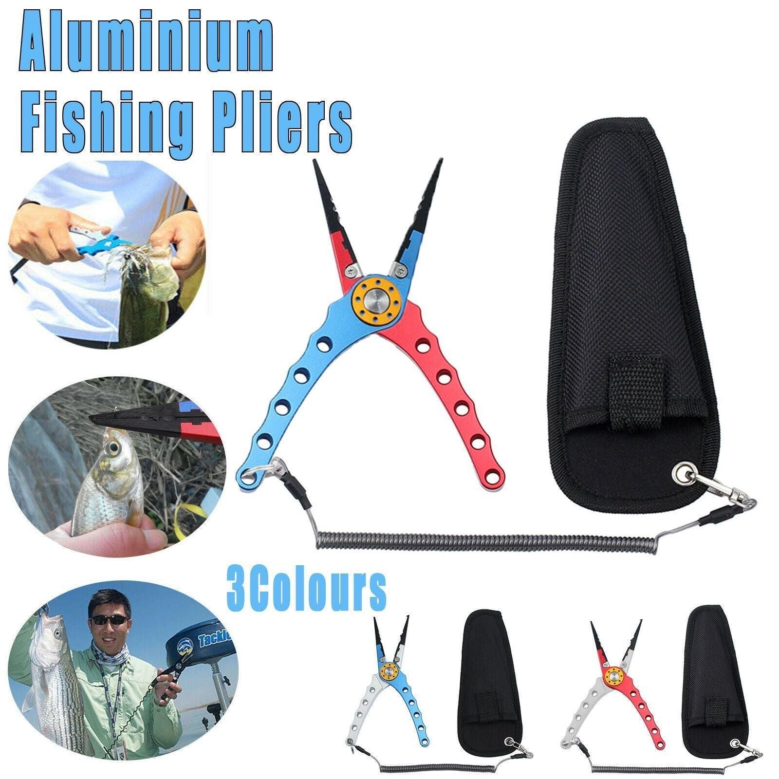 Aluminium Fishing Pliers Hook Remover Line Cutter Braid Mono Split Ring Fish Grip - Red+Silver V528-FISHINGPLIER-REDSILVER-142355
