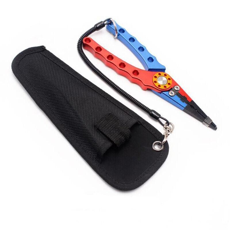 Aluminium Fishing Pliers Hook Remover Line Cutter Braid Mono Split Ring Fish Grip - Red+Silver V528-FISHINGPLIER-REDSILVER-142355