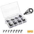 80 Fishing Rod Guide Set Tackle Tips Repair Kits Ring 8 Size Stainless Steel Box V528-FISHINGSET-80PCS-124177