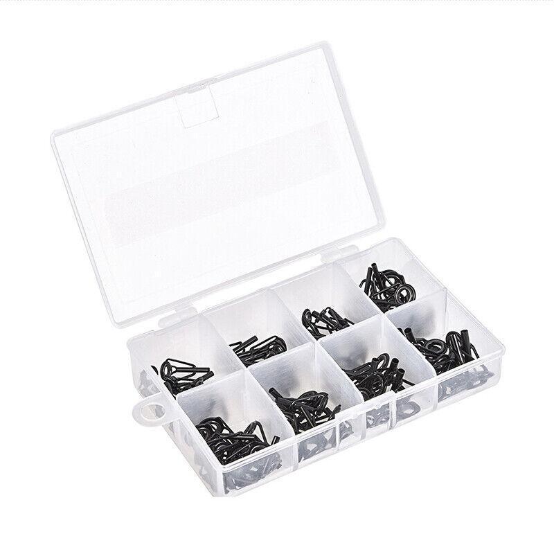 80 Fishing Rod Guide Set Tackle Tips Repair Kits Ring 8 Size Stainless Steel Box V528-FISHINGSET-80PCS-124177