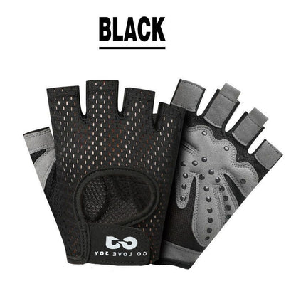 L Size Women Fitness Gym Training Gloves Half Finger Gel Weight Lifting Workout Gloves - Black V528-FITNESSGLOVES-BLACK-L-62843