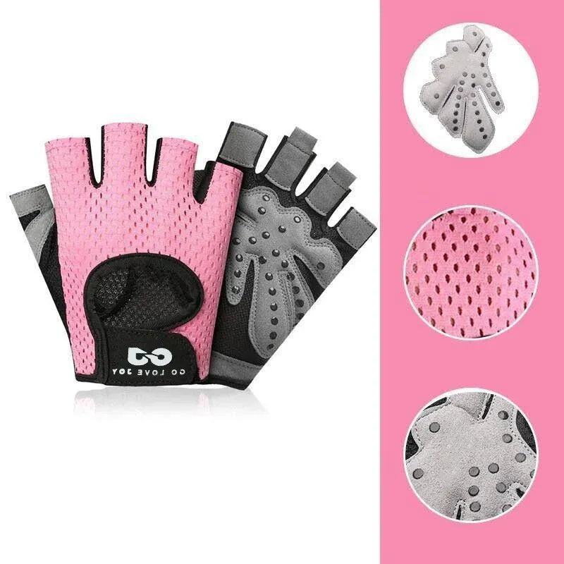 L Size Women Fitness Gym Training Gloves Half Finger Gel Weight Lifting Workout Gloves - Black V528-FITNESSGLOVES-BLACK-L-62843
