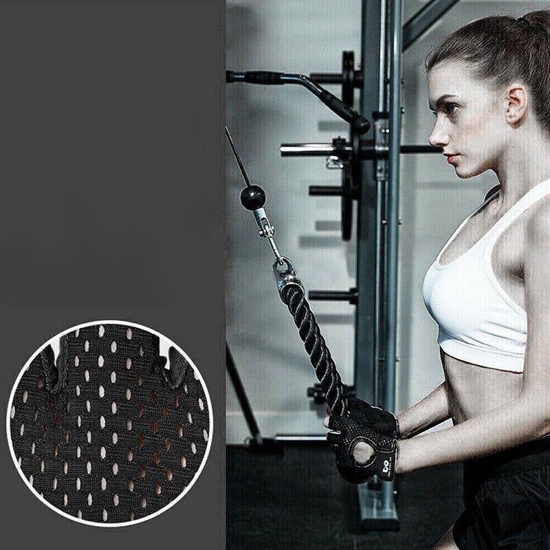 L Size Women Fitness Gym Training Gloves Half Finger Gel Weight Lifting Workout Gloves - Black V528-FITNESSGLOVES-BLACK-L-62843