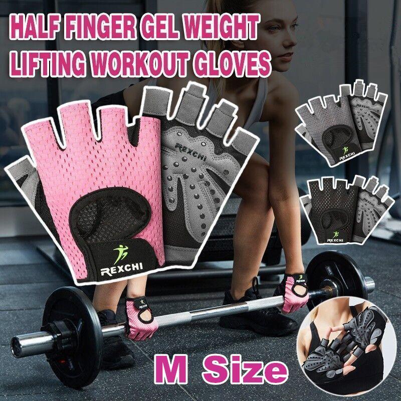 M Size Women Fitness Gym Training Gloves Half Finger Gel Weight Lifting Workout Gloves - Black V528-FITNESSGLOVES-BLACK-M-70851