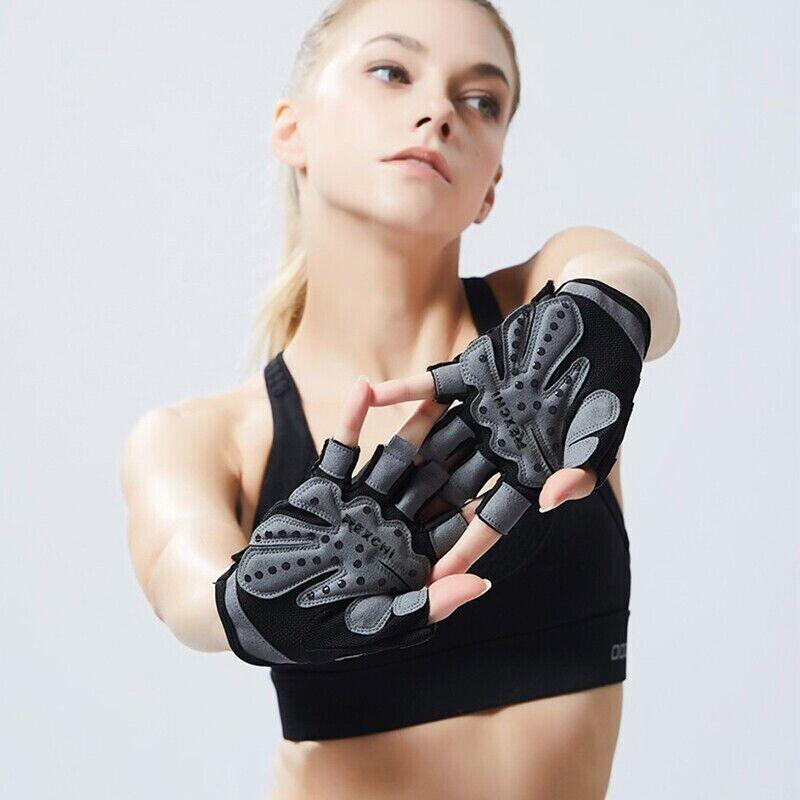 M Size Women Fitness Gym Training Gloves Half Finger Gel Weight Lifting Workout Gloves - Black V528-FITNESSGLOVES-BLACK-M-70851