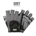 L Size Women Fitness Gym Training Gloves Half Finger Gel Weight Lifting Workout Gloves - Grey V528-FITNESSGLOVES-GREY-L-89463