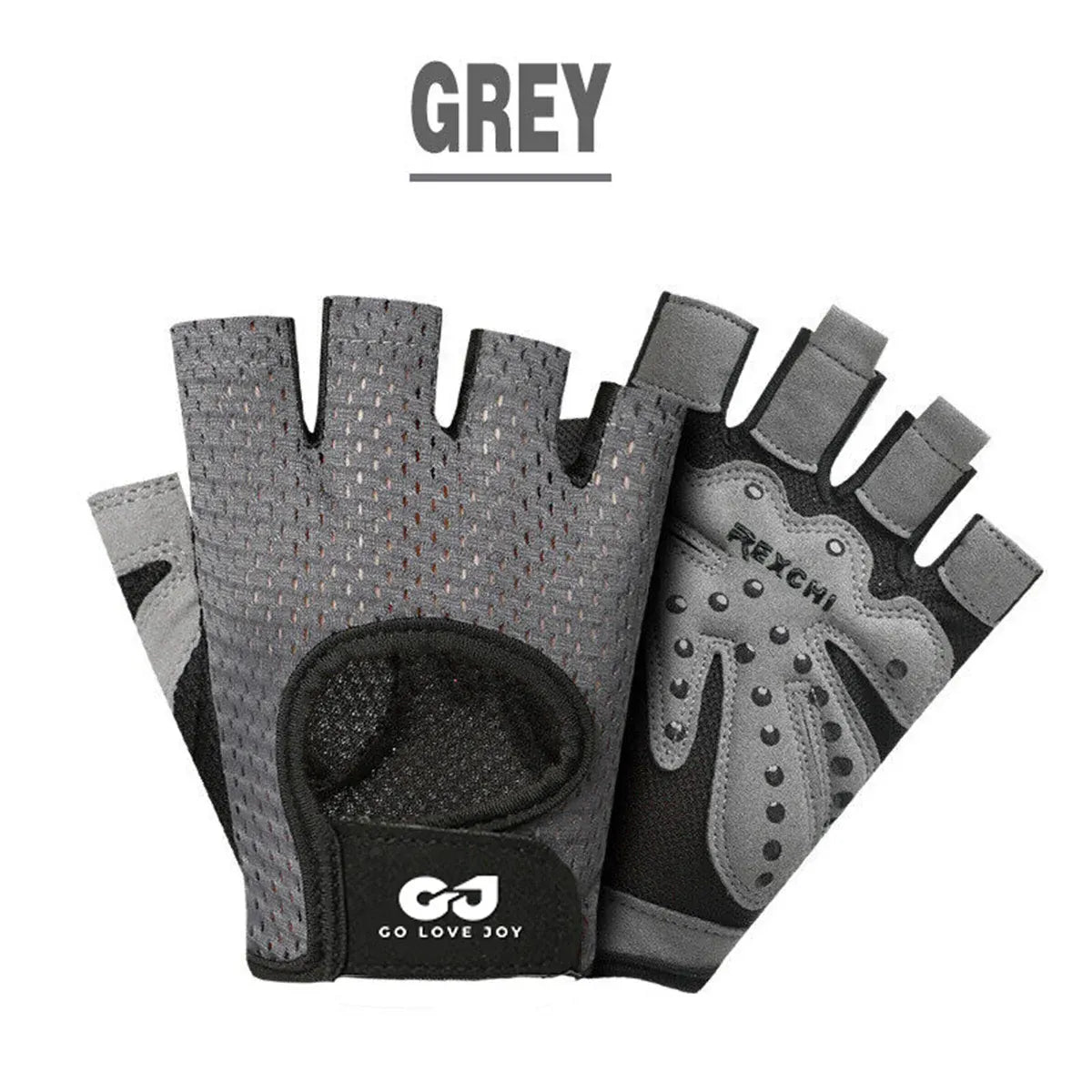 L Size Women Fitness Gym Training Gloves Half Finger Gel Weight Lifting Workout Gloves - Grey V528-FITNESSGLOVES-GREY-L-89463