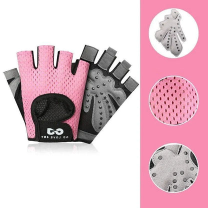 L Size Women Fitness Gym Training Gloves Half Finger Gel Weight Lifting Workout Gloves - Grey V528-FITNESSGLOVES-GREY-L-89463